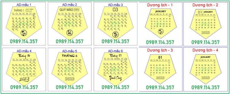 Mẫu khắc lịch gỗ 12 mặt 2023