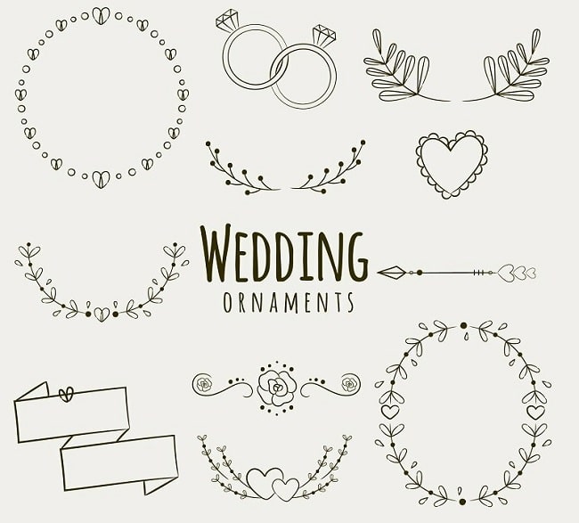 Hoa văn trang trí thiệp cưới vector (file AI, Corel, PNG)